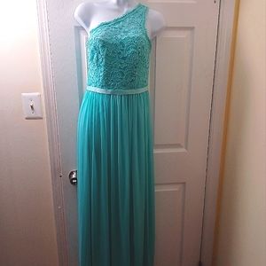 One Shoulder Corded Lace Mesh Dress- worn Once. Prom Dress/Bridesmaid Dress